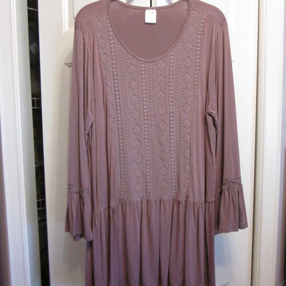 Kate & Mallory Mauve Lace Panel Tunic Sz XL